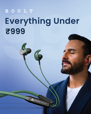 A banner with a blue color palette highlighting the 'earbuds under 1000' collection."