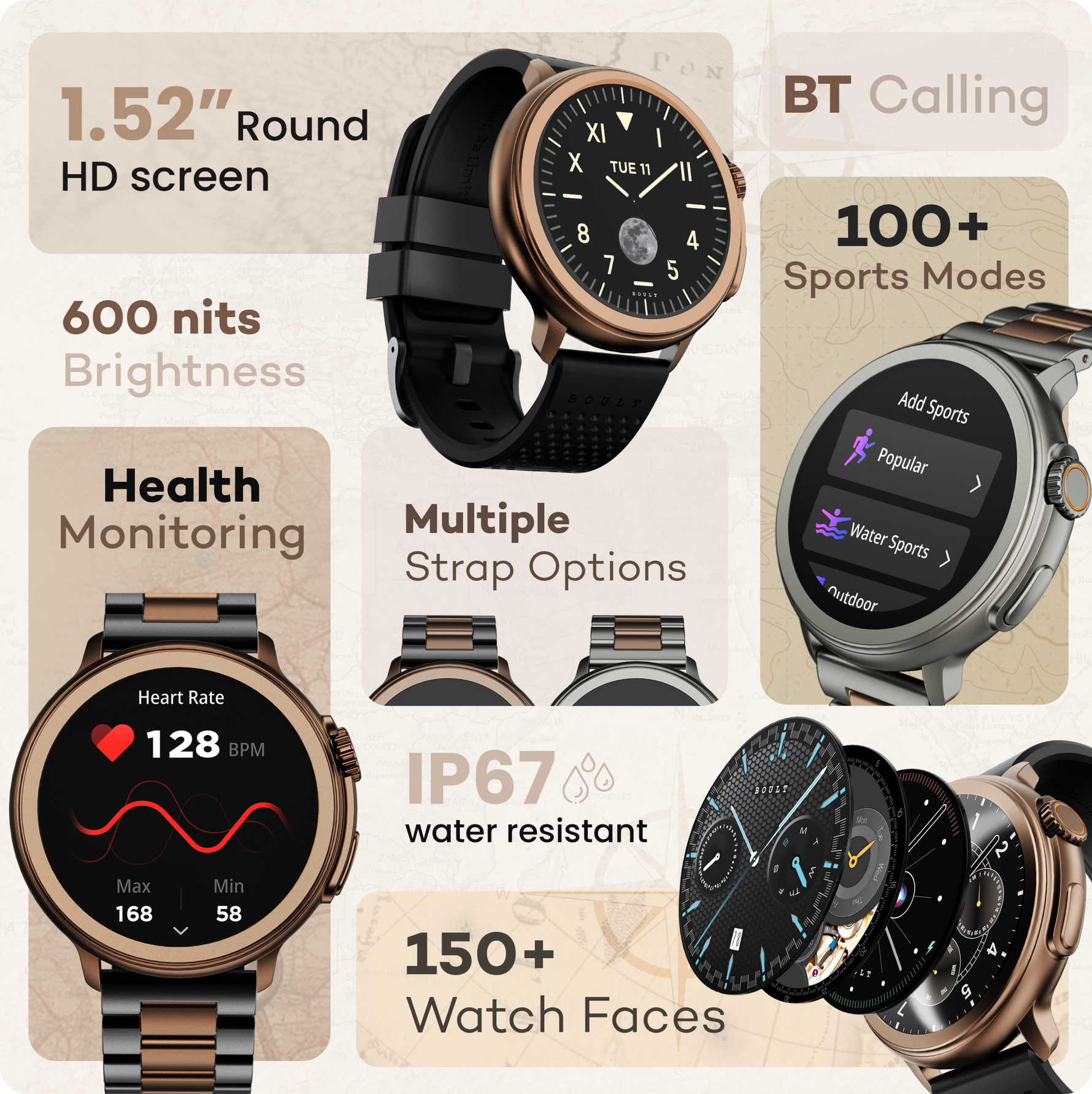 Boult Audio Crown R 1.52 inch Round HD Screen Smartwatch